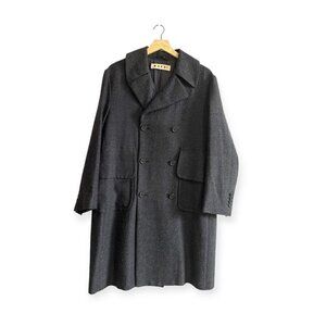 Marni Gray Wool Double Breasted Coat, Size 44 Italy/M‎
